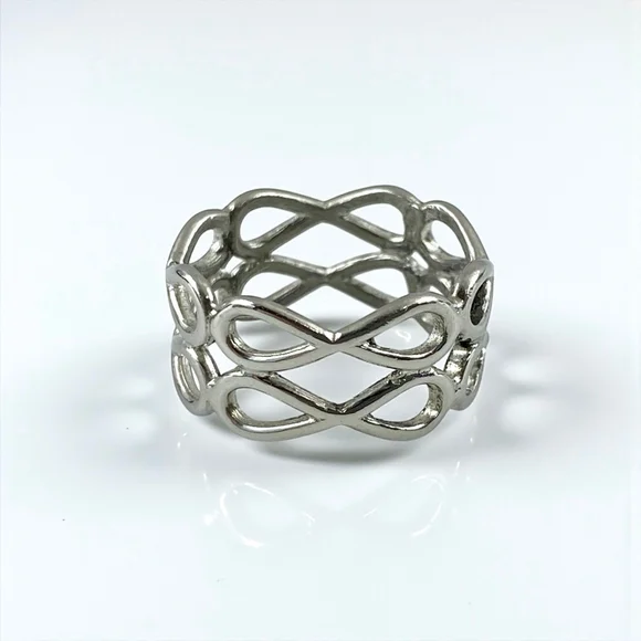 Vintage Celtic Silver Infinity Knot Band Ring, Size 8 1/4. - Picture 1 of 6